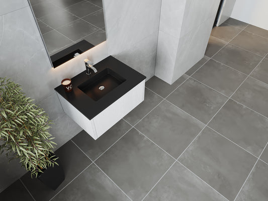 Legno 30" Alabaster White Bathroom Vanity with Matte Black VIVA Stone Solid Surface Countertop