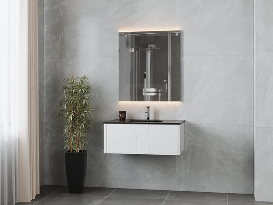 Legno 36" Alabaster White Bathroom Vanity with Matte Black VIVA Stone Solid Surface Countertop