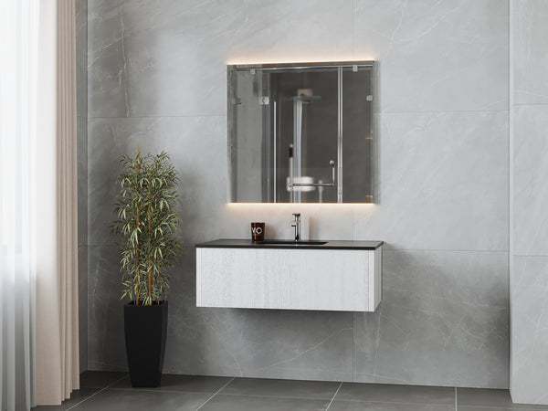 Legno 42 Alabaster White Bathroom Vanity with Matte Black VIVA Stone Solid Surface Countertop