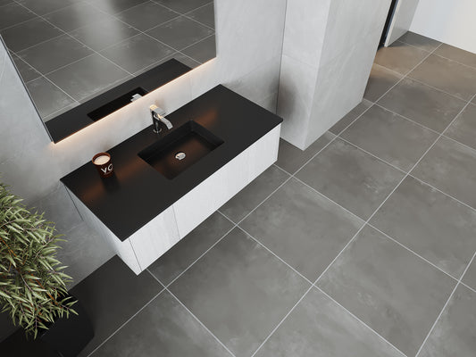 Legno 48" Alabaster White Bathroom Vanity with Matte Black VIVA Stone Solid Surface Countertop