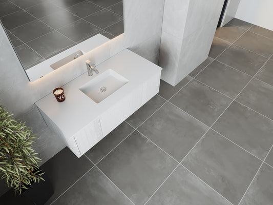 Legno 48" Alabaster White Bathroom Vanity with Matte White VIVA Stone Solid Surface Countertop
