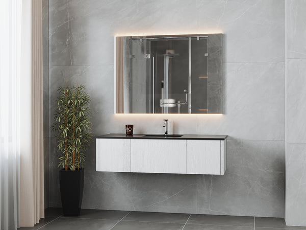 Legno 54 Alabaster White Bathroom Vanity with Matte Black VIVA Stone Solid Surface Countertop