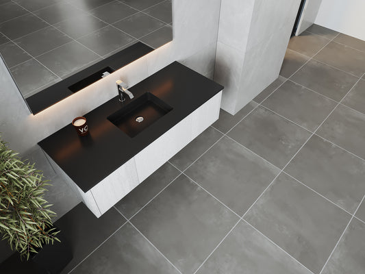 Legno 54" Alabaster White Bathroom Vanity with Matte Black VIVA Stone Solid Surface Countertop
