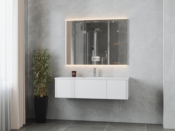Legno 54 Alabaster White Bathroom Vanity with Matte White VIVA Stone Solid Surface Countertop