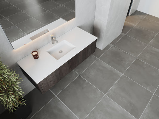 Legno 54" Carbon Oak Bathroom Vanity with Matte White VIVA Stone Solid Surface Countertop