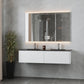 Legno 60" Alabaster White Double Sink Bathroom Vanity with Matte Black VIVA Stone Solid Surface Countertop