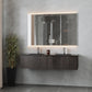 Legno 60" Carbon Oak Double Sink Bathroom Vanity with Matte Black VIVA Stone Solid Surface Countertop