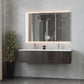 Legno 60" Carbon Oak Double Sink Bathroom Vanity with Matte White VIVA Stone Solid Surface Countertop