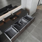 Legno 66" Carbon Oak Bathroom Vanity with Matte Black VIVA Stone Solid Surface Countertop