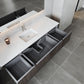 Legno 72" Carbon Oak Single Sink Bathroom Vanity with Matte White VIVA Stone Solid Surface Countertop