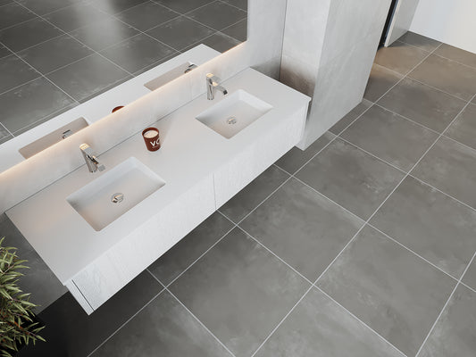 Legno 72" Alabaster White Double Sink Bathroom Vanity with Matte White VIVA Stone Solid Surface Countertop