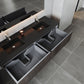 Legno 72" Carbon Oak Double Sink Bathroom Vanity with Matte Black VIVA Stone Solid Surface Countertop