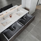 Legno 72" Carbon Oak Double Sink Bathroom Vanity with Matte White VIVA Stone Solid Surface Countertop