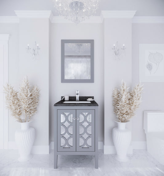 Mediterraneo 24" Grey Bathroom Vanity with Black Wood Marble Countertop
