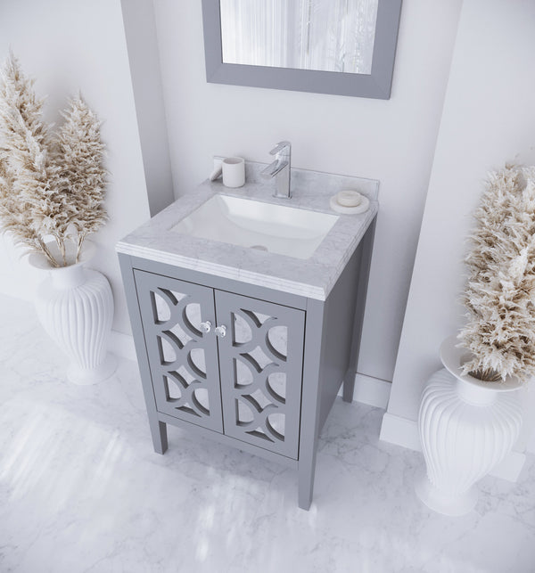 Mediterraneo 24 Grey Bathroom Vanity with White Carrara Marble Countertop