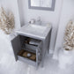 Mediterraneo 24" Grey Bathroom Vanity with White Carrara Marble Countertop