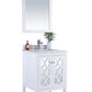 Mediterraneo 24" White Bathroom Vanity with White Carrara Marble Countertop
