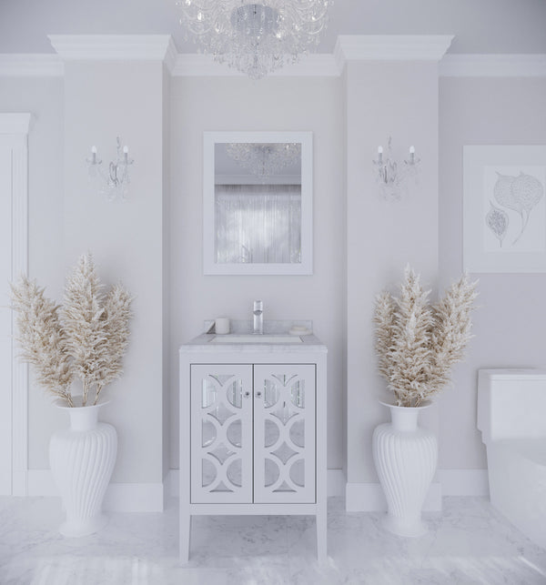 Mediterraneo 24 White Bathroom Vanity with White Carrara Marble Countertop
