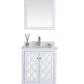 Mediterraneo 24" White Bathroom Vanity with White Quartz Countertop