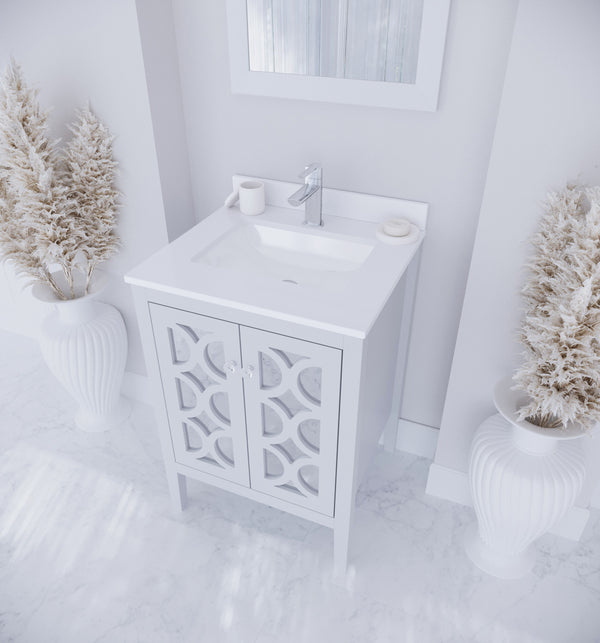Mediterraneo 24 White Bathroom Vanity with White Quartz Countertop