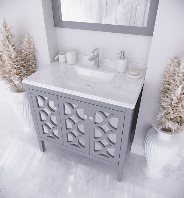 Mediterraneo 36 Grey Bathroom Vanity with White Carrara Marble Countertop