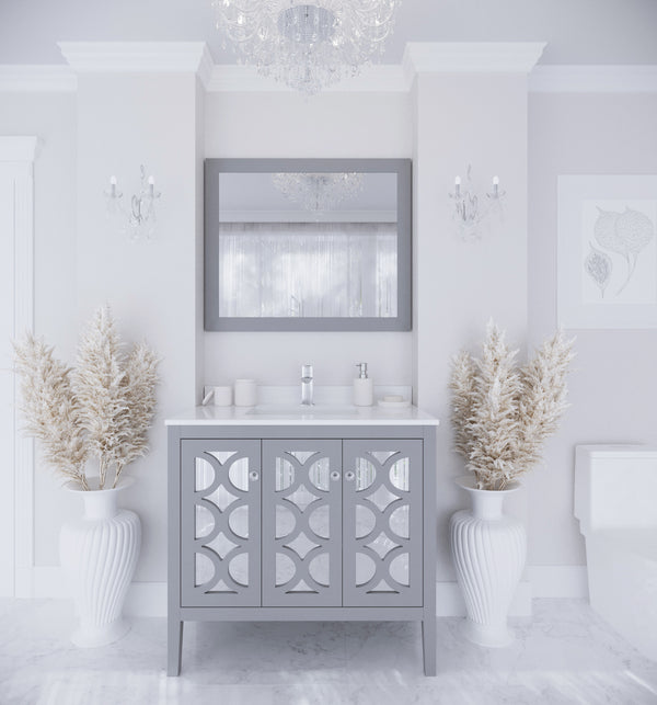 Mediterraneo 36 Grey Bathroom Vanity with White Quartz Countertop