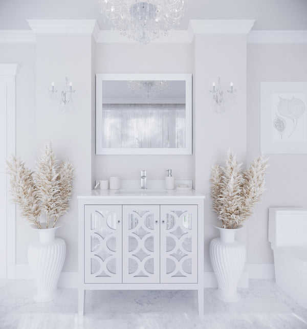 Mediterraneo 36 White Bathroom Vanity with White Quartz Countertop