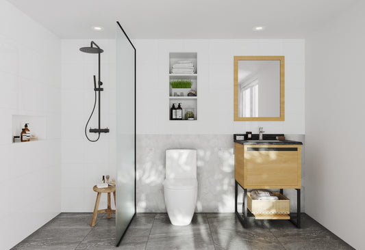 Alto 24” California White Oak Bathroom Vanity with Black Wood Marble Countertop
