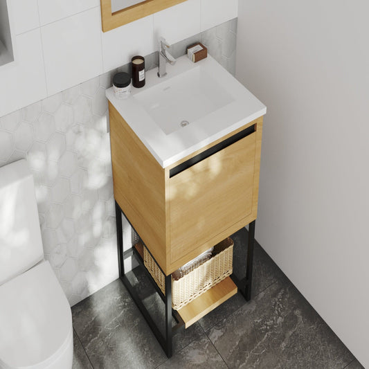 Alto 24" California White Oak Bathroom Vanity with Matte White VIVA Stone Solid Surface Countertop