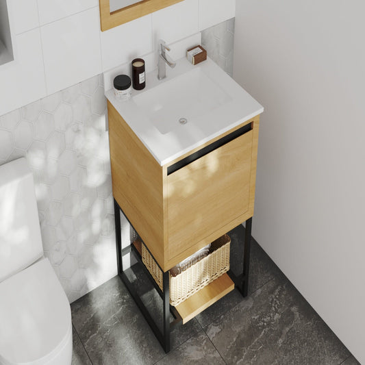 Alto 24" California White Oak Bathroom Vanity with White Quartz Countertop