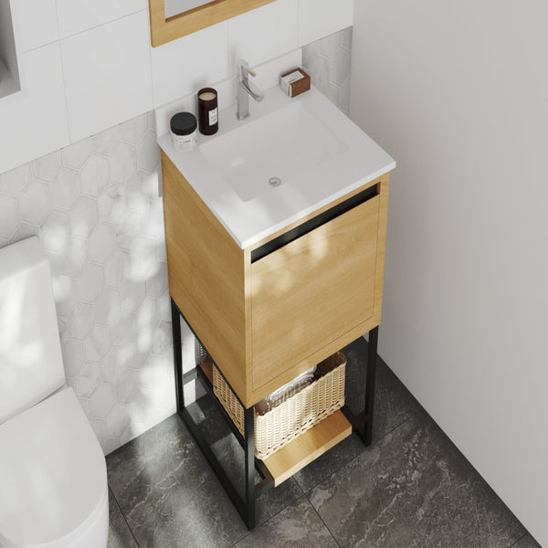 Alto 24 California White Oak Bathroom Vanity with White Quartz Countertop