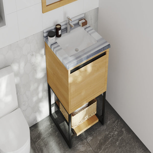 Alto 24 California White Oak Bathroom Vanity with White Stripes Marble Countertop