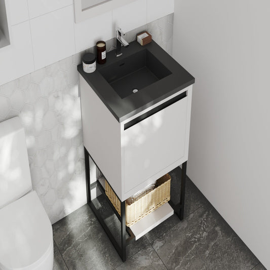 Alto 24" White Bathroom Vanity with Matte Black VIVA Stone Solid Surface Countertop