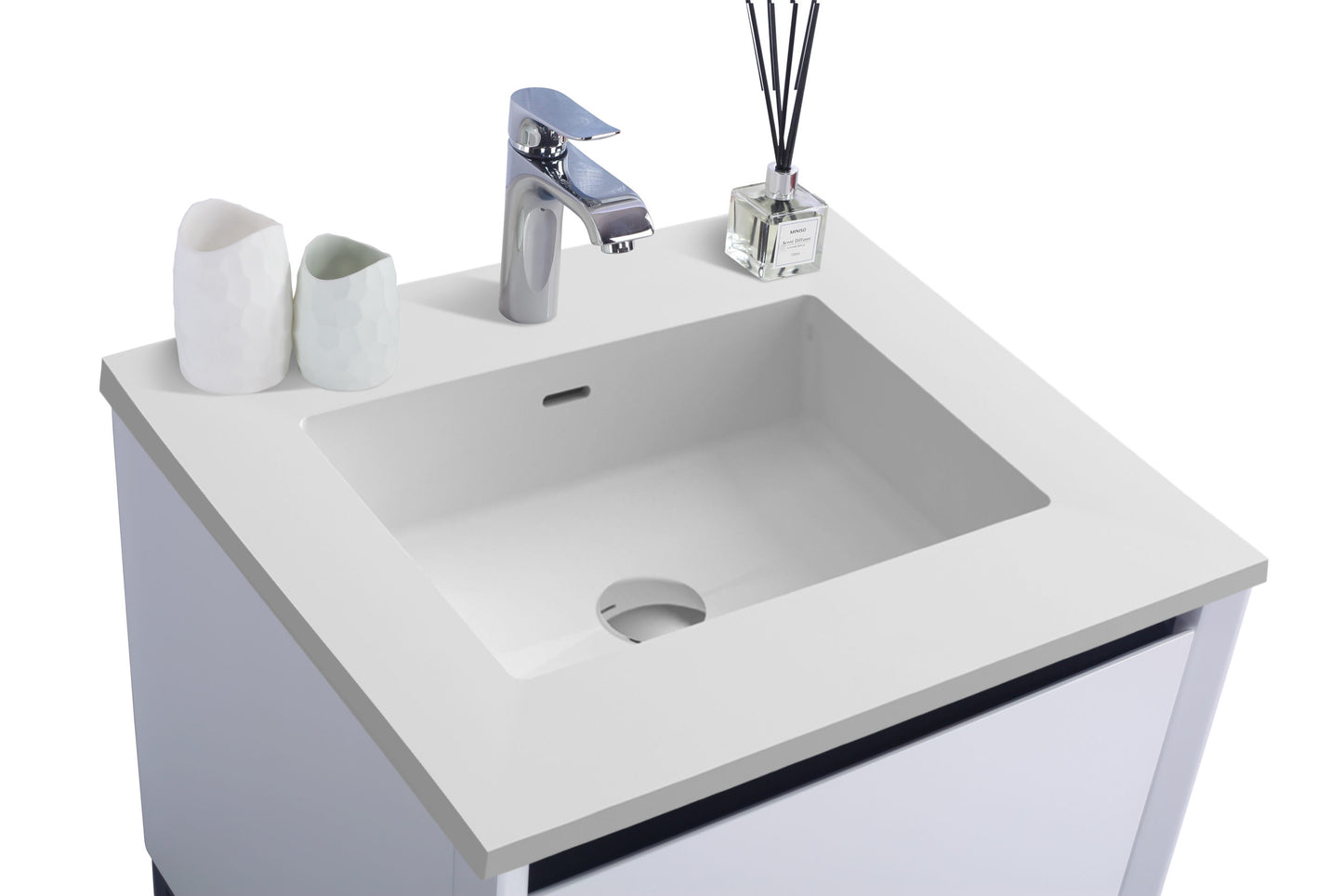 Alto 24" White Bathroom Vanity with Matte White VIVA Stone Solid Surface Countertop