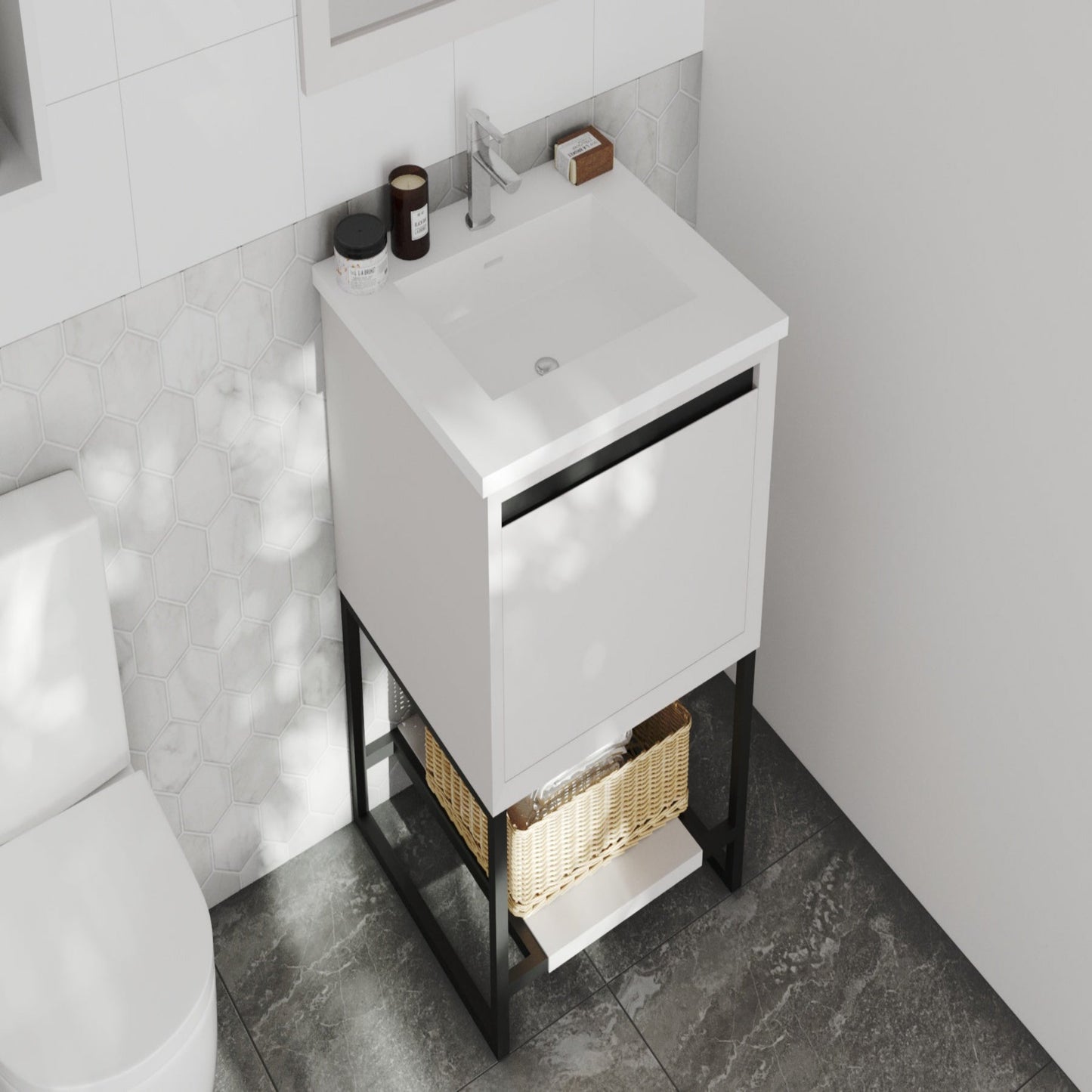 Alto 24" White Bathroom Vanity with Matte White VIVA Stone Solid Surface Countertop