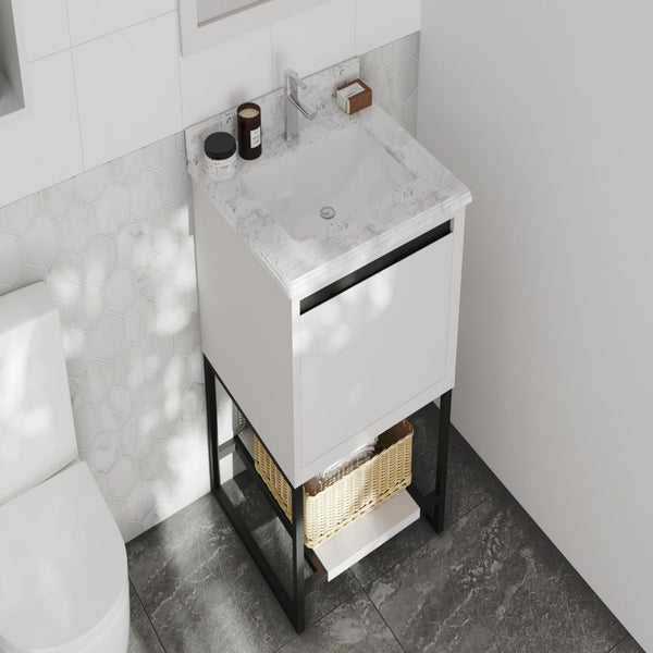 Alto 24 White Bathroom Vanity with White Carrara Marble Countertop