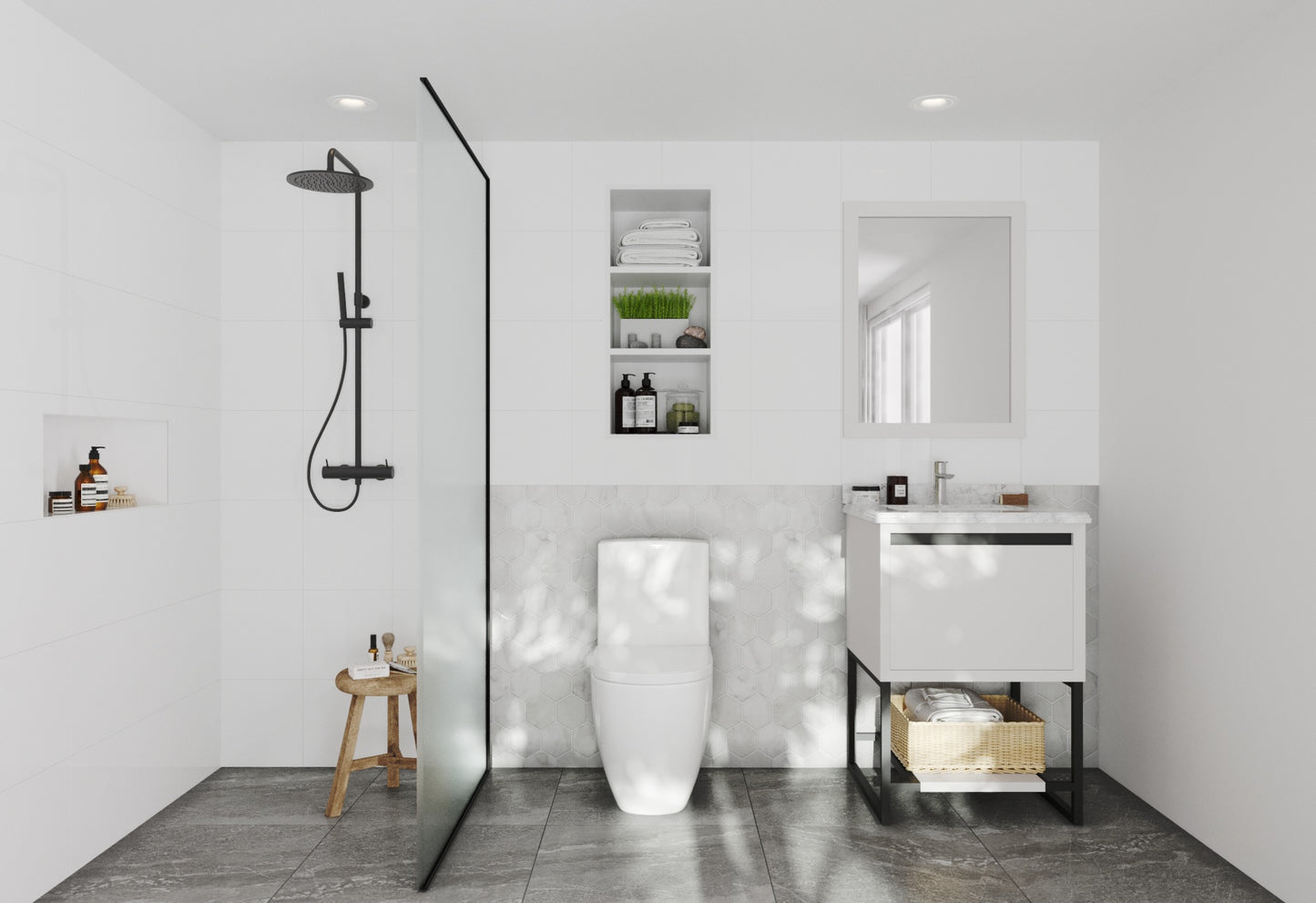 Alto 24" White Bathroom Vanity with White Carrara Marble Countertop