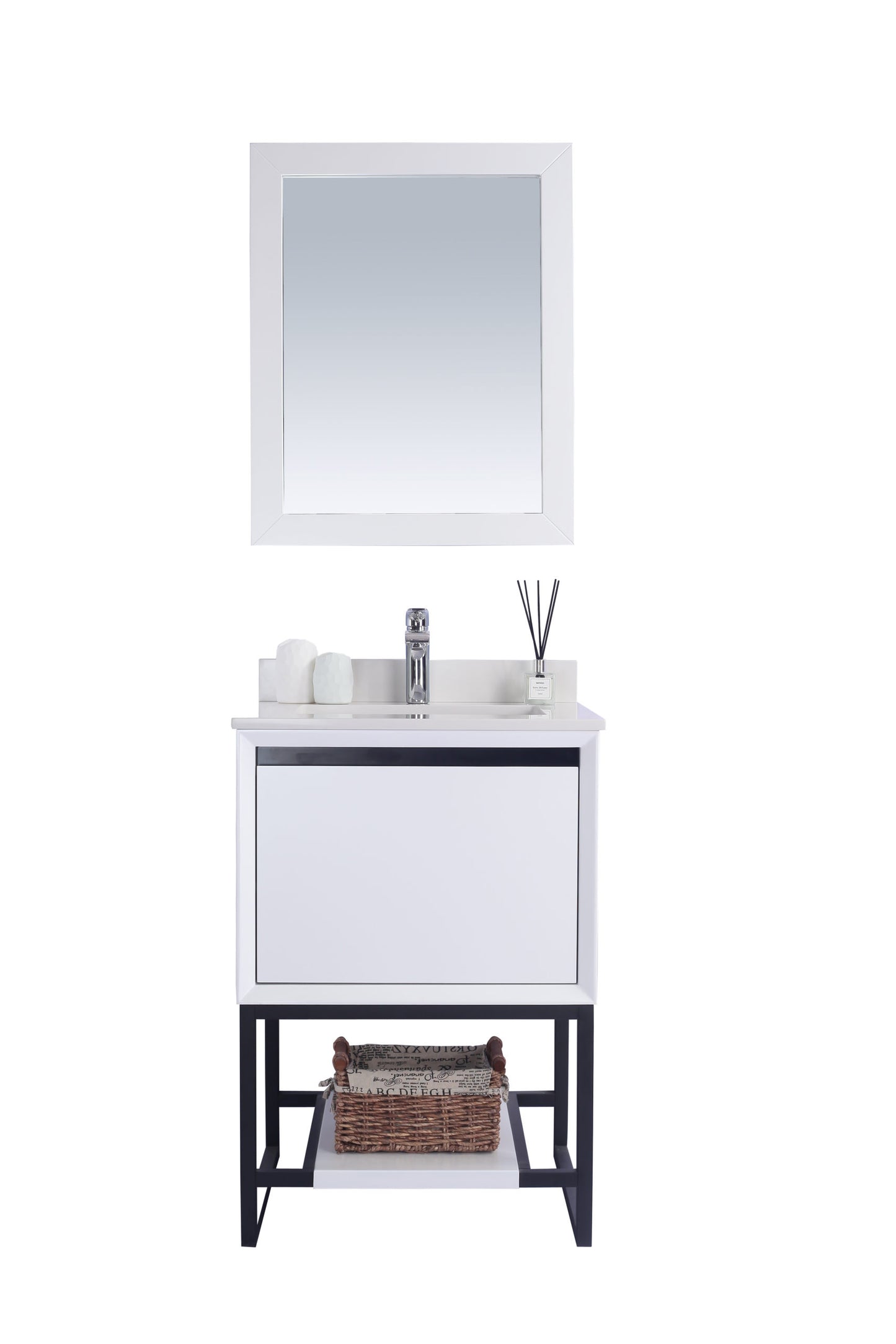 Alto 24" White Bathroom Vanity with White Quartz Countertop