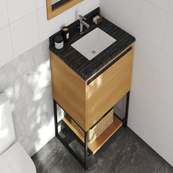 Alto 30 California White Oak Bathroom Vanity with Black Wood Marble Countertop
