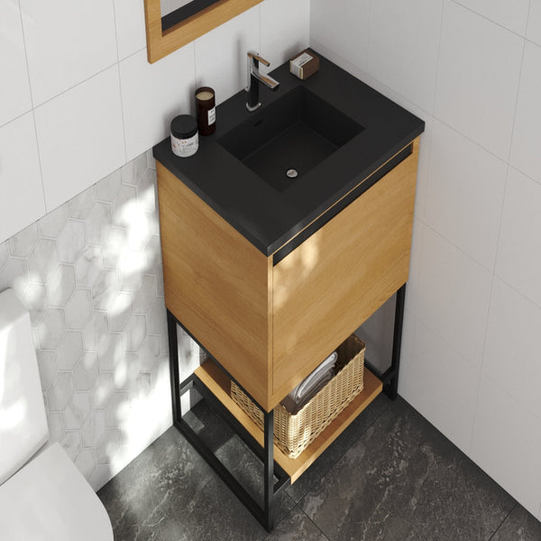 Alto 30 California White Oak Bathroom Vanity with Matte Black VIVA Stone Solid Surface Countertop