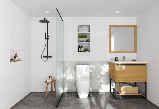 Alto 30" California White Oak Bathroom Vanity with Matte White VIVA Stone Solid Surface Countertop