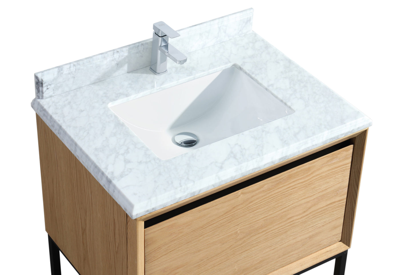 Alto 30" California White Oak Bathroom Vanity with White Carrara Marble Countertop