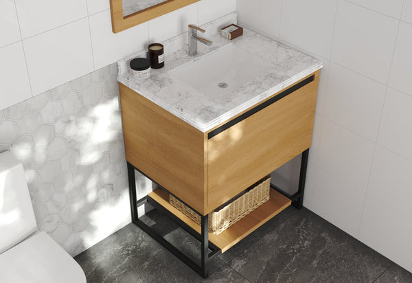 Alto 30 California White Oak Bathroom Vanity with White Carrara Marble Countertop