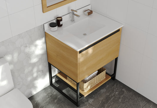 Alto 30" California White Oak Bathroom Vanity with White Quartz Countertop