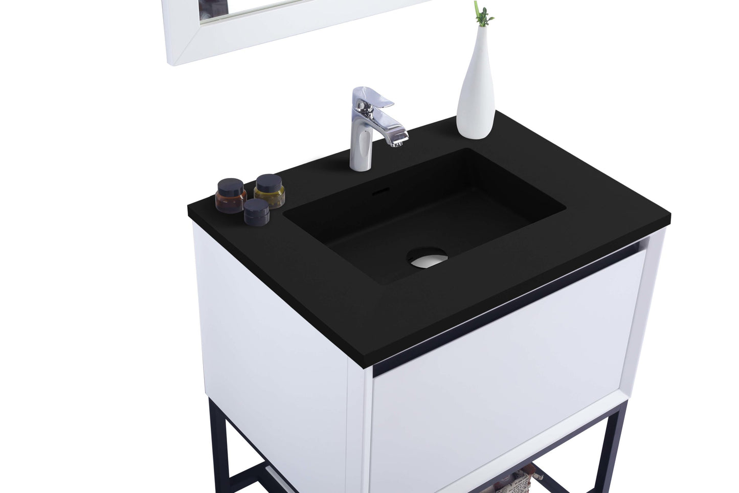 Alto 30" White Bathroom Vanity with Matte Black VIVA Stone Solid Surface Countertop