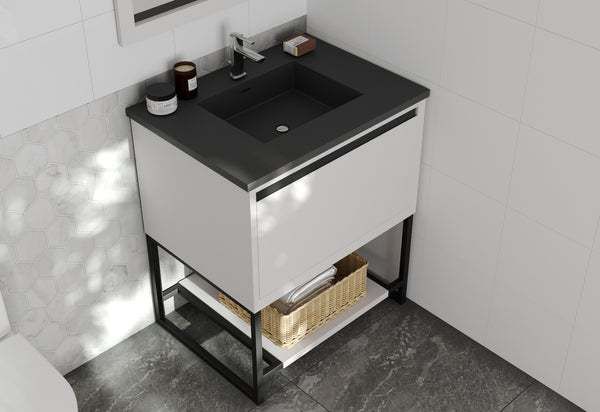 Alto 30 White Bathroom Vanity with Matte Black VIVA Stone Solid Surface Countertop