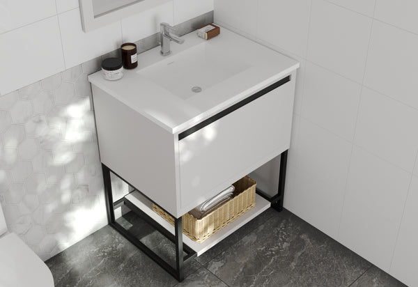 Alto 30 White Bathroom Vanity with Matte White VIVA Stone Solid Surface Countertop