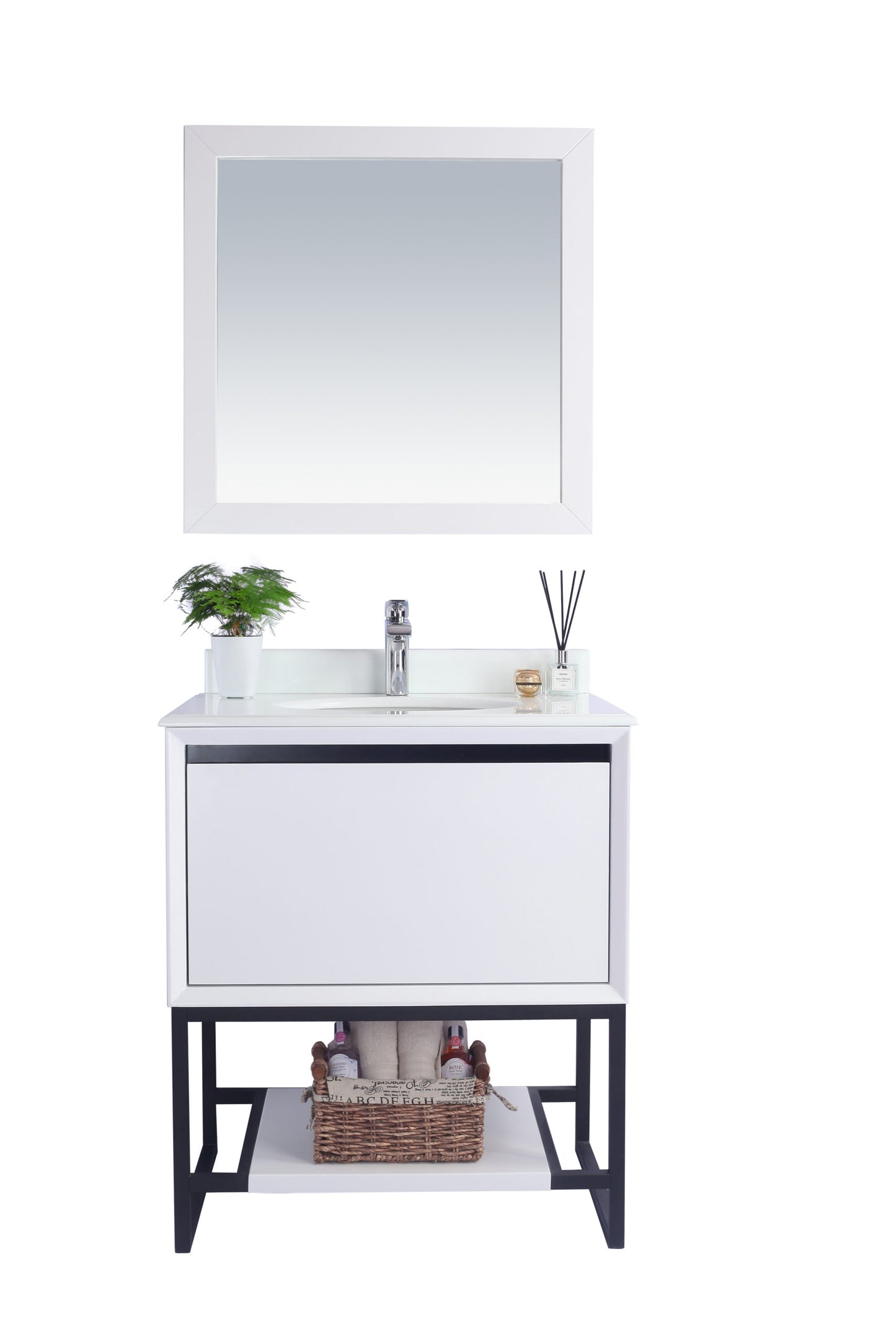 Alto 30" White Bathroom Vanity with Pure White Phoenix Stone Countertop