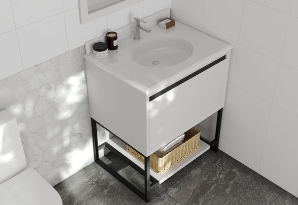 Alto 30 White Bathroom Vanity with Pure White Phoenix Stone Countertop