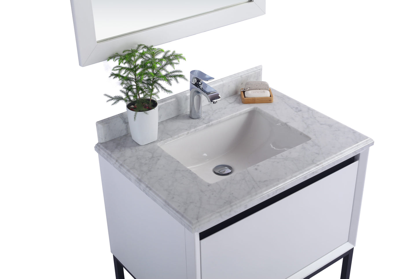 Alto 30" White Bathroom Vanity with White Carrara Marble Countertop